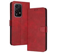 PanXCase Coque Rabat pour Honor 200 Lite - Étui PU Cuir Wallet, Support Magnétique Antichoc Anti-Empreintes Digitales Housse pour Porte Carte (Rouge)