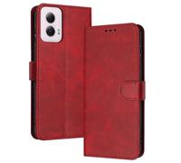 PanXCase Coque Rabat pour Motorola Moto E14 / G04 / G04s / G24 - Étui PU Cuir Wallet, Support Magnétique Antichoc Anti-Empreintes Digitales Housse pour Porte Carte (Rouge)