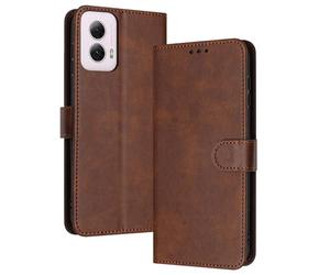 PanXCase Coque Rabat pour Motorola Moto E14 / G04 / G04s / G24 - Étui PU Cuir Wallet, Support Magnétique Antichoc Anti-Empreintes Digitales Housse pour Porte Carte (Brun)