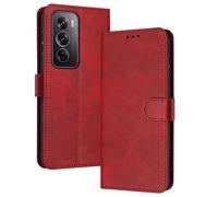 PanXCase Coque Rabat pour Oppo Reno 12 Pro - Étui PU Cuir Wallet, Support Magnétique Antichoc Anti-Empreintes Digitales Housse pour Porte Carte (Rouge)
