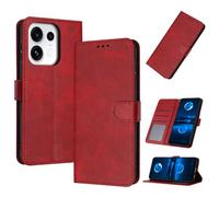 PanXCase Coque Rabat pour Oppo Reno 16/16 Pro - Étui PU Cuir Wallet, Support, Porte Carte, Magnétique Antichoc Housse (Rouge)