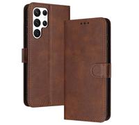 PanXCase Coque Rabat pour Samsung Galaxy S25 Ultra - Étui PU Cuir Wallet, Support Magnétique Antichoc Anti-Empreintes Digitales Housse pour Porte Carte (Brun)