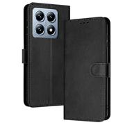 PanXCase Coque Rabat pour Xiaomi 14T - Étui PU Cuir Wallet, Support Magnétique Antichoc Anti-Empreintes Digitales Housse pour Porte Carte (Noir)