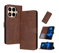 PanXCase Coque Rabat pour Xiaomi 17T 5G - Étui PU Cuir Wallet, Support, Porte Carte, Magnétique Antichoc Housse (Brun)