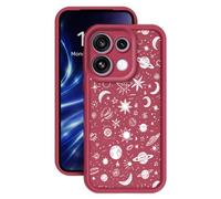 PanXCase Coque Silicone pour Oppo Reno 16 FS / 16 F | Étui Souple et Léger, Design Élégant, Protection Caméra, Antichoc, Anti-Rayures, Dos Concave Ergonomique, Wine Red,Planets