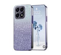 PanXCase Paillettes Coque pour Honor X8a - Étui Transparente Glitter Dessin Élégant Souple Ultra Fine Fille Femme Légère Antichoc Housse (Violet)
