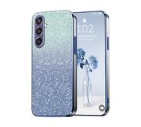 PanXCase Paillettes Coque pour Samsung Galaxy S24 FE - Étui Transparente Glitter Dessin Élégant Souple Ultra Fine Fille Femme Légère Antichoc Housse (Bleu)