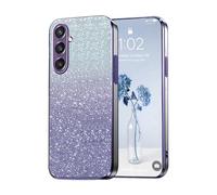 PanXCase Paillettes Coque pour Samsung Galaxy S24 FE - Étui Transparente Glitter Dessin Élégant Souple Ultra Fine Fille Femme Légère Antichoc Housse (Violet)