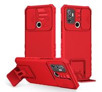 PANXIYUE Coque pour Oppo A53 / Oppo A53S,Protection de la Caméra Étui avec Lentille Coulissante Couverture,360 Degres Full Body Armor et Antichoc Protecteur Bumper Support stéréo Housse Étui-Rouge