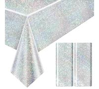 PANYI 2PCS Nappe Paillette à Paillettes Nappe Anniversaire Jetables Imperméables Nappes Plastique 137 x 274 cm Adaptées aux Fêtes d'anniversaire d'enfants, Aux Vacances et aux Décorations de Mariage