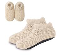 PANYI Chaussettes d'Intérieur Beiges Unisexes Confortables et Chaudes Avec une Semelle en Éponge et une Semelle Texturée Antidérapante Taille Unique Ce Qui en Fait un Cadeau Idéals pour l'Hiver