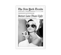 PANYI Toile d'Art Audrey Hepburn Rouge à Lèvres Noir et Blanc Style Vintage Affiche Féministe Moderne pour Décoration Murale de Chambre Salon Bureau sans Cadre 30x42 cm