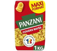 PANZANI - Pâtes Coudes Rayées, Texture Naturelle et Goût Authentique, Paquet Familial 1kg - Le Lot De 4
