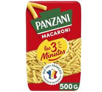 PANZANI - Pâtes macaroni les 3 minutes | Onctueuses et savoureuses | Idéales pour des plats rapides | le paquet de 500g | LOT DE 4