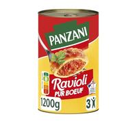 PANZANI - Ravioli Pur Bœuf Familial, Goût Authentique et Texture Fondante (Boîte 1200g) - Le Lot De 4