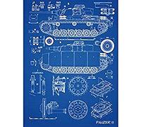 Panzer III 3 German Medium Tank Blueprint Plan Unframed Wall Art Print Poster Home Decor Premium Allemand Réservoir Bleu Mur Affiche Accueil Déco