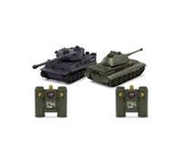 JAMARA Char Tiger Battle Set 2,4 GHz - Mode Bataille avec indicateur de dégâts simulé (Panne d'entraînement, incapacité de Combat et de Conduite), extrêmement maniable, feu de Canon, feu de