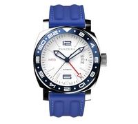 Panzera Aquamarine 45G Mécanique Automatique Acier Bleu Blanc Saphir Date Silicone GMT Montre Homme