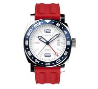 Panzera Aquamarine 45G Mécanique Automatique Acier Rouge Blanc Saphir Date Silicone GMT Montre Homme