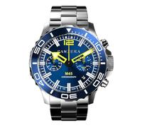 Panzera MECHA 45C Chronographe Quartz Acier Bleu Date Saphir Montre Homme
