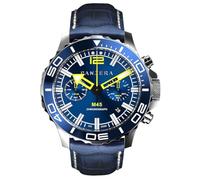 Panzera MECHA 45C Chronographe Quartz Acier Date Cuir Bleu Saphir Montre Homme