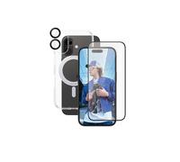 PanzerGlass CARE Feature 3-en-1 Ceramic Bundle Housse iPhone 16 Transparent - Verre Trempé/PET/Silicone, Protection Chocs/Rayures, Oléophobique, 67.7x143.7x0.66mm