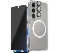 PanzerGlass CARE Flagship 3-in-1 Set étui + verre de protection Samsung Galaxy S25+ transparent, noir chargement par induction, résistant aux chocs