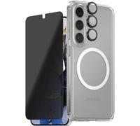 PanzerGlass CARE Flagship 3-in-1 Set étui + verre de protection Samsung Galaxy S25 transparent, noir chargement par induction, résistant aux chocs CRRCHPUG38388