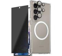 PanzerGlass CARE Flagship 3-in-1 Set étui + verre de protection Samsung Galaxy S25 Ultra transparent, noir chargement par induction, résistant aux chocs