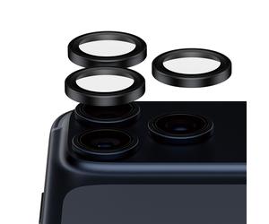 PanzerGlass Hoops Ceramic II - Protection Lentille Caméra pour iPhone 16/17 Pro & Pro Max - Verre Trempé/Silicone - 44.7x42.5x2.2mm - Noir