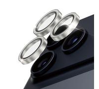 PanzerGlass Hoops Protecteur d'Objectif Caméra Argent Pailleté pour iPhone 16/17 Pro/Pro Max - Verre Trempé & Silicone - Résistant Rayures/Chocs - 42.3x44.5mm