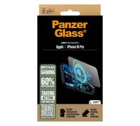 PanzerGlass - Protection d'écran pour téléphone portable - jeu, ajustement ultra-large - verre - couleur de cadre noir - pour Apple iPhone 16 Pro
