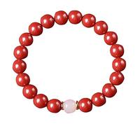 Panzhu, Chapelet Bouddhiste, Chapelet, en cinabre Naturel, Feng Shui, en Perles de Bon augure en Cristal de cinabre, année de Naissance, Talisman pour Femme, Richesse, Bonne Chance, prospérité