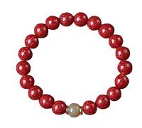 Panzhu, Chapelet Bouddhiste, Chapelet, en cinabre Naturel, Feng Shui, en Perles de Bon augure en Cristal de cinabre, année de Naissance, Talisman pour Femme, Richesse, Bonne Chance, prospérité