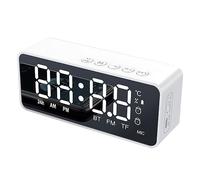 Paociuro Enceinte Bluetooth sans G50 avec Réveil, Radio FM, Lecteur de Carte Mini, Affichage de la Température, Miroir Audio, Couleur Blanche, Durable.