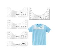Paodduk Règle de T-shirt,Règle d'alignement de T-shirt,Guide de mesure pour t-shirt transparent 5 pièces - Guide de mesure des vêtements, règles de T-Shirt, outil d'alignement pour adultes,