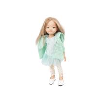 Paola Reina Poupée 32 cm - Las Amigas - Blonde aux yeux bleus - Robe verte d'eau avec tulle et veste à capuche - Vinyle - Fabriquée en Espagne
