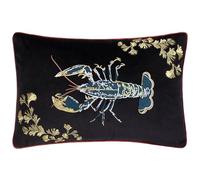 Paoletti Atlantica Housse de Coussin en Velours Brodé - Noir - 40x60cm