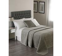 Paoletti Brooklands Couvre Lit - Luxe Matelassé Bord Lin Velours Jeté De Lit Literie (Argent - 240x250cm)