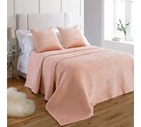 Paoletti Brooklands Couvre Lit - Luxe Matelassé Bord Lin Velours Jeté De Lit Literie (Rougir - 265x265cm)