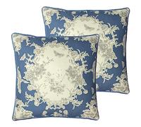 Paoletti Burford Lot de 2 Coussins Garnis de Polyester Motif Floral Bleu Ardoise 50 x 50 cm