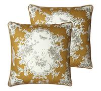 Paoletti Burford Lot de 2 Coussins Garnis de Polyester Motif Floral Miel 50 x 50 cm