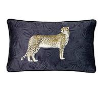 Paoletti Coussin Cheetah Forêt Couverture, Velours, Marine, 30 x 50cm