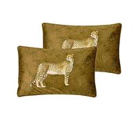 Paoletti Cheetah Forest Lot de 2 Coussins rembourrés en Polyester Doré 30 x 50 cm