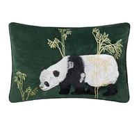 Paoletti Chuan Coussin Garni de Plumes de Velours Panda Tranquille - Émeraude - 40x60cm