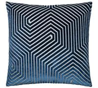 Paoletti Coussin Evoke en Velours et Polyester - Coussin décoratif carré Luxueux à Motif Chevron (Bleu Marine - 55x55cm)