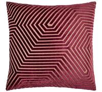 Paoletti Coussin Evoke en Velours et Polyester - Coussin décoratif carré Luxueux à Motif Chevron (Bordeaux - 55x55cm)