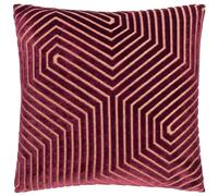 Paoletti Coussin Evoke en Velours et Polyester - Coussin décoratif carré Luxueux à Motif Chevron (Bordeaux - 45x45cm), Bourgogne