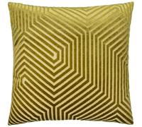 Paoletti Coussin Evoke en Velours et Polyester - Coussin décoratif carré Luxueux à Motif Chevron (Olive - 55x55cm)
