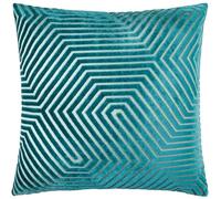 Paoletti Coussin Evoke en Velours et Polyester - Coussin décoratif carré Luxueux à Motif Chevrons (Bleu Sarcelle - 55x55cm)